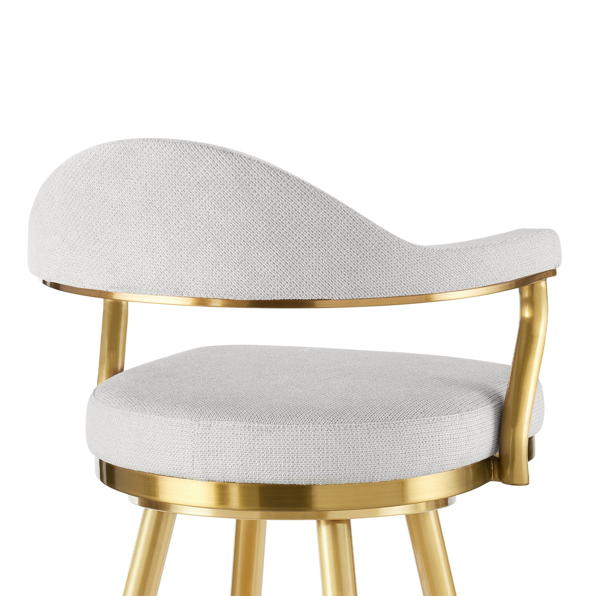 Silver & Gold Fabric & Stainless Steel Counter Height Swivel Bar Chair