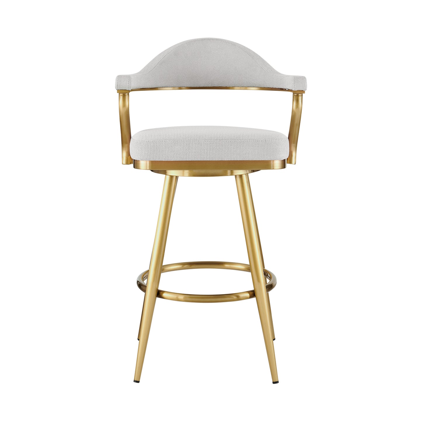 Rosalind Silver & Gold Fabric & Stainless Steel Low Back Bar Height Swivel Bar Chair