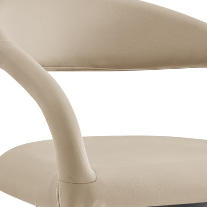 Beige & Black Faux Leather & Iron Low Back Counter Height Swivel Bar Chair