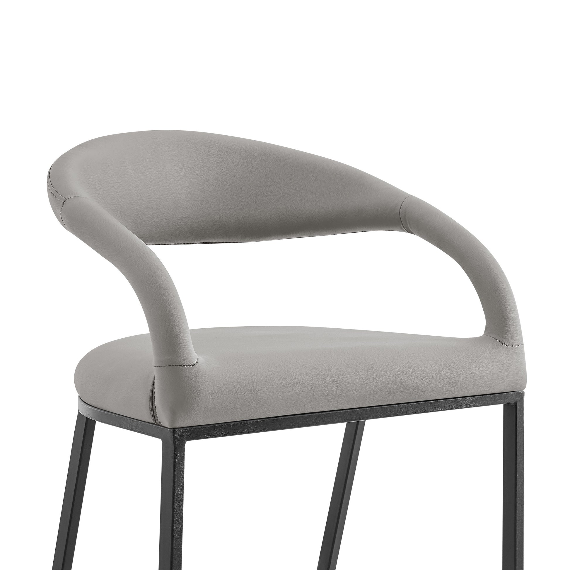 Light Gray & Black Faux Leather & Iron Low Back Bar Height Bar Chair