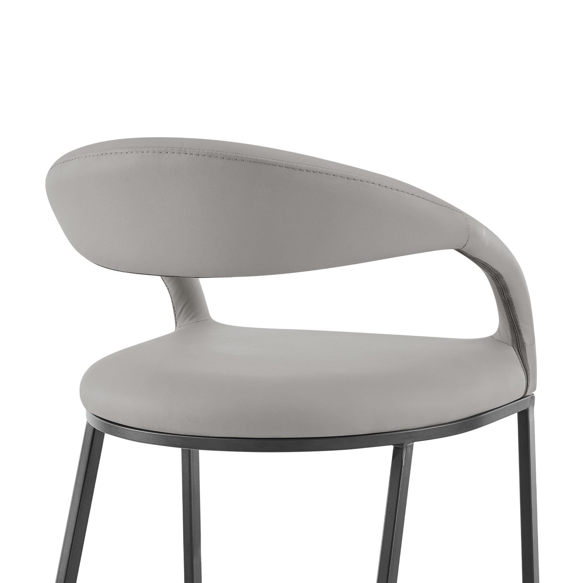 Light Gray & Black Faux Leather & Iron Low Back Bar Height Bar Chair