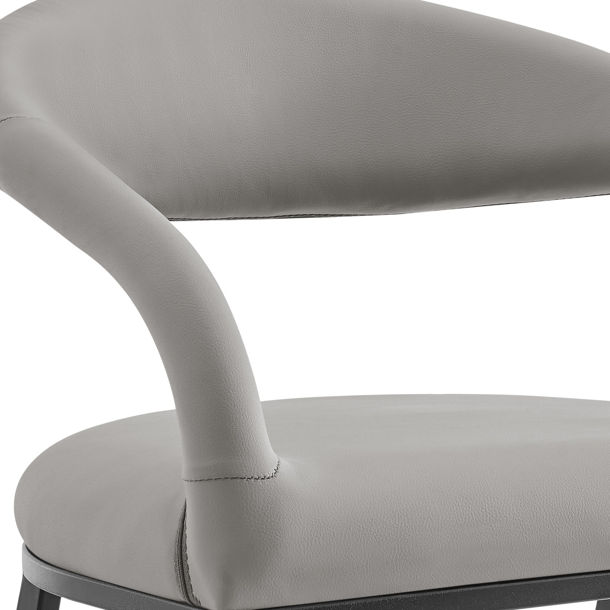 Light Gray & Black Faux Leather & Iron Low Back Bar Height Bar Chair
