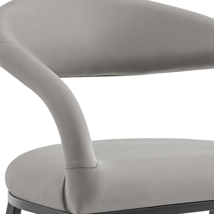 Light Gray & Black Faux Leather & Iron Low Back Bar Height Bar Chair