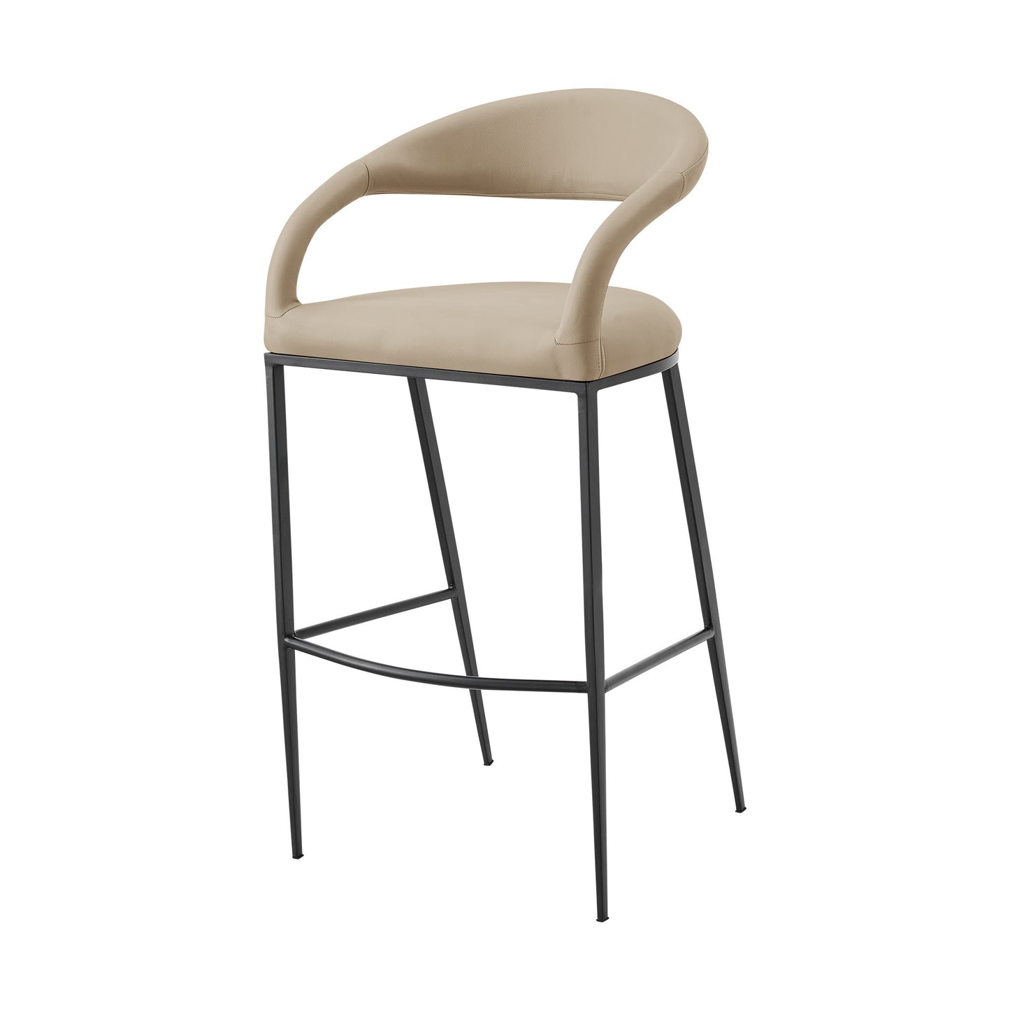Beige & Black Faux Leather & Iron Low Back Bar Height Bar Chair