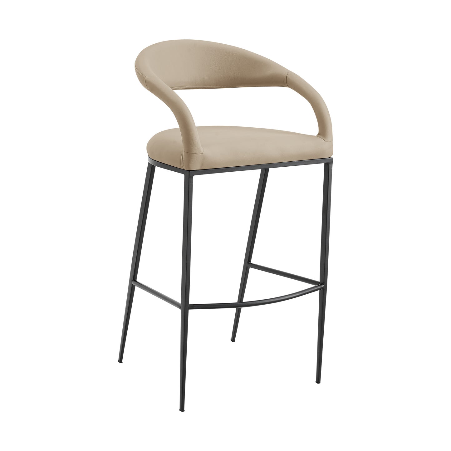 Beige & Black Faux Leather & Iron Low Back Bar Height Bar Chair