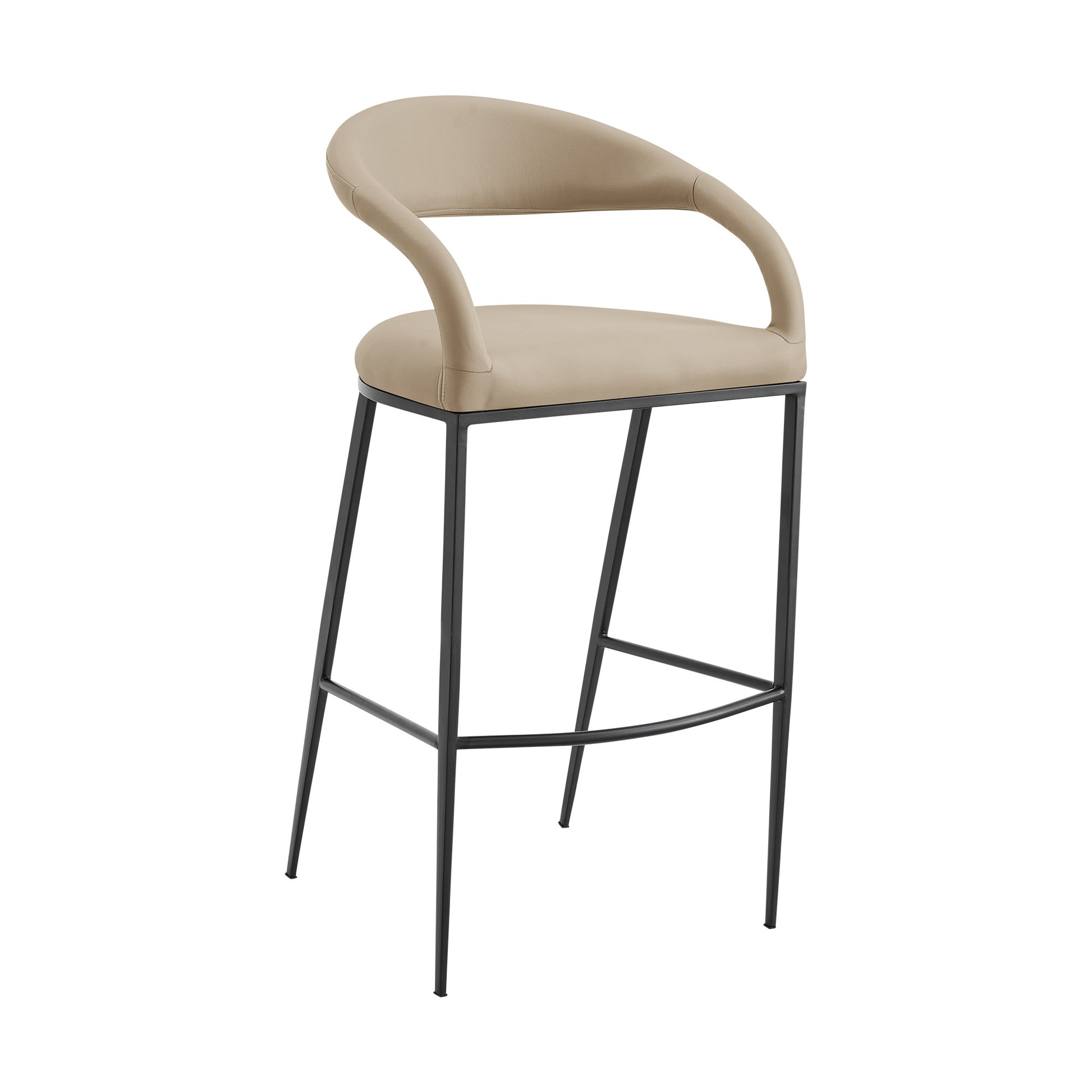 Beige & Black Faux Leather & Iron Low Back Bar Height Bar Chair