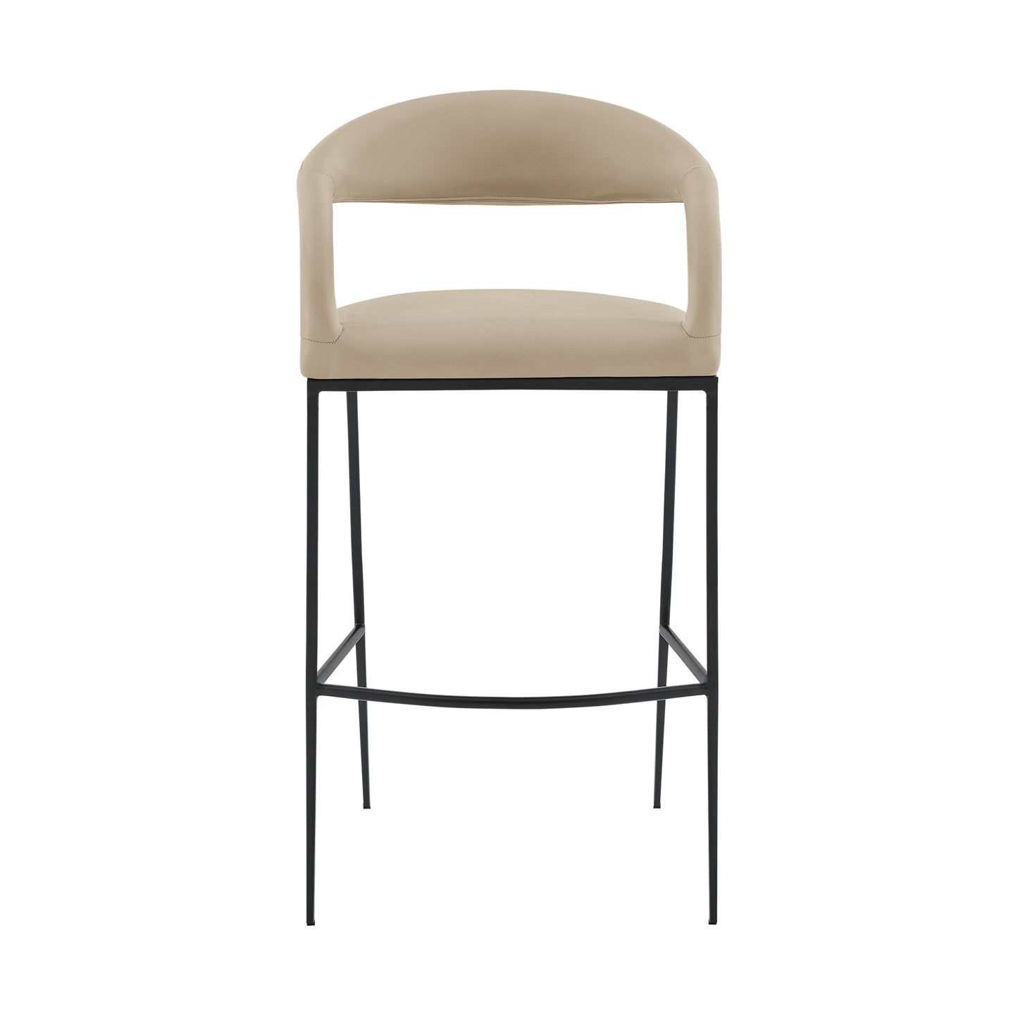 Beige & Black Faux Leather & Iron Low Back Bar Height Bar Chair