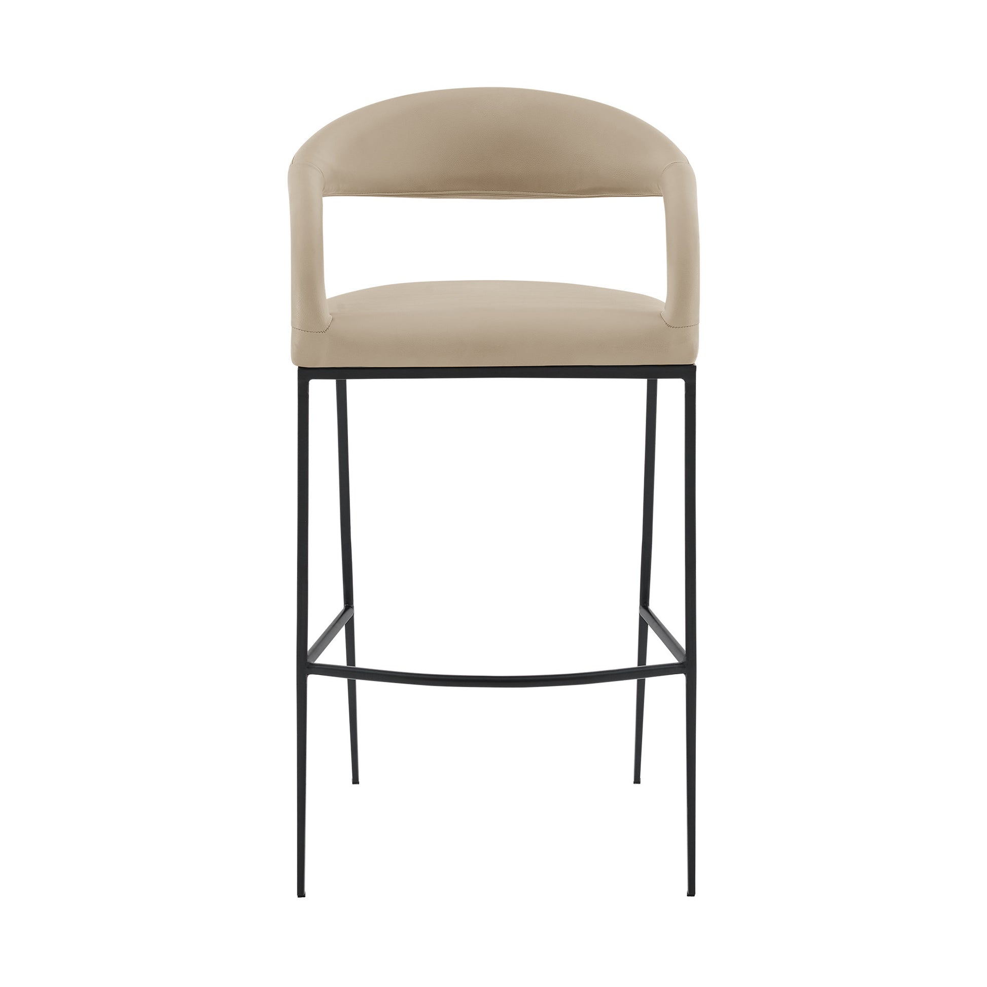 Beige & Black Faux Leather & Iron Low Back Bar Height Bar Chair