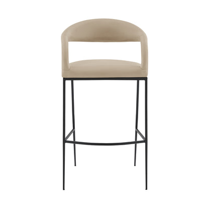 Beige & Black Faux Leather & Iron Low Back Bar Height Bar Chair