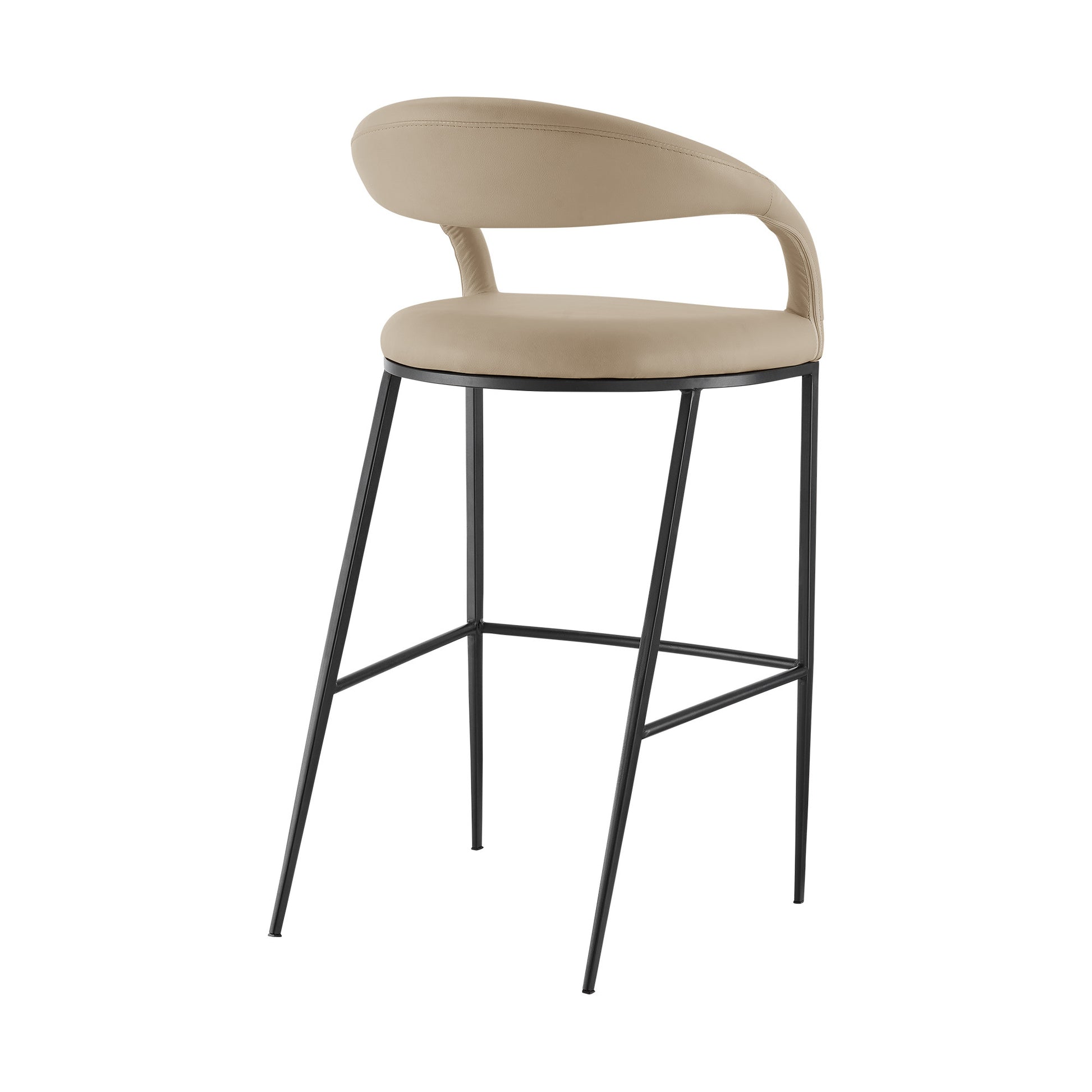 Beige & Black Faux Leather & Iron Low Back Bar Height Bar Chair