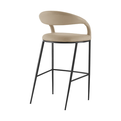 Beige & Black Faux Leather & Iron Low Back Bar Height Bar Chair