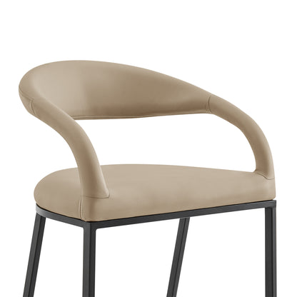 Beige & Black Faux Leather & Iron Low Back Bar Height Bar Chair