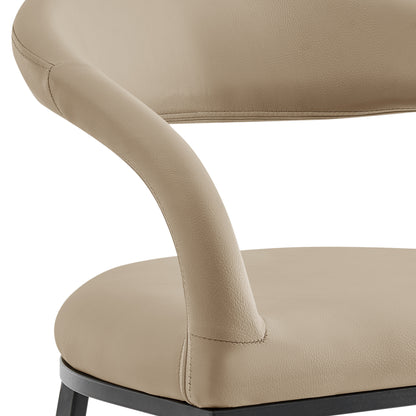 Beige & Black Faux Leather & Iron Low Back Bar Height Bar Chair
