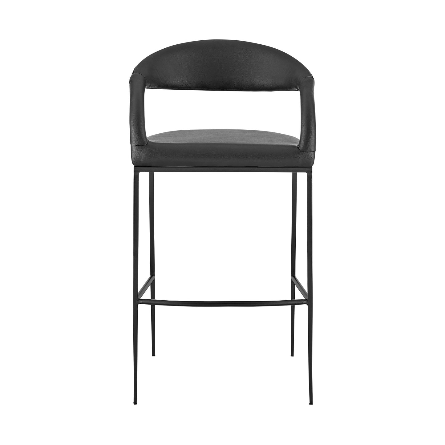 Black Faux Leather & Iron Low Back Counter Height Bar Chair