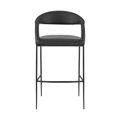 Black Faux Leather & Iron Low Back Bar Height Bar Chair