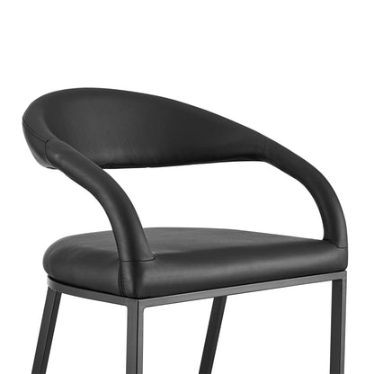 Black Faux Leather & Iron Low Back Bar Height Bar Chair