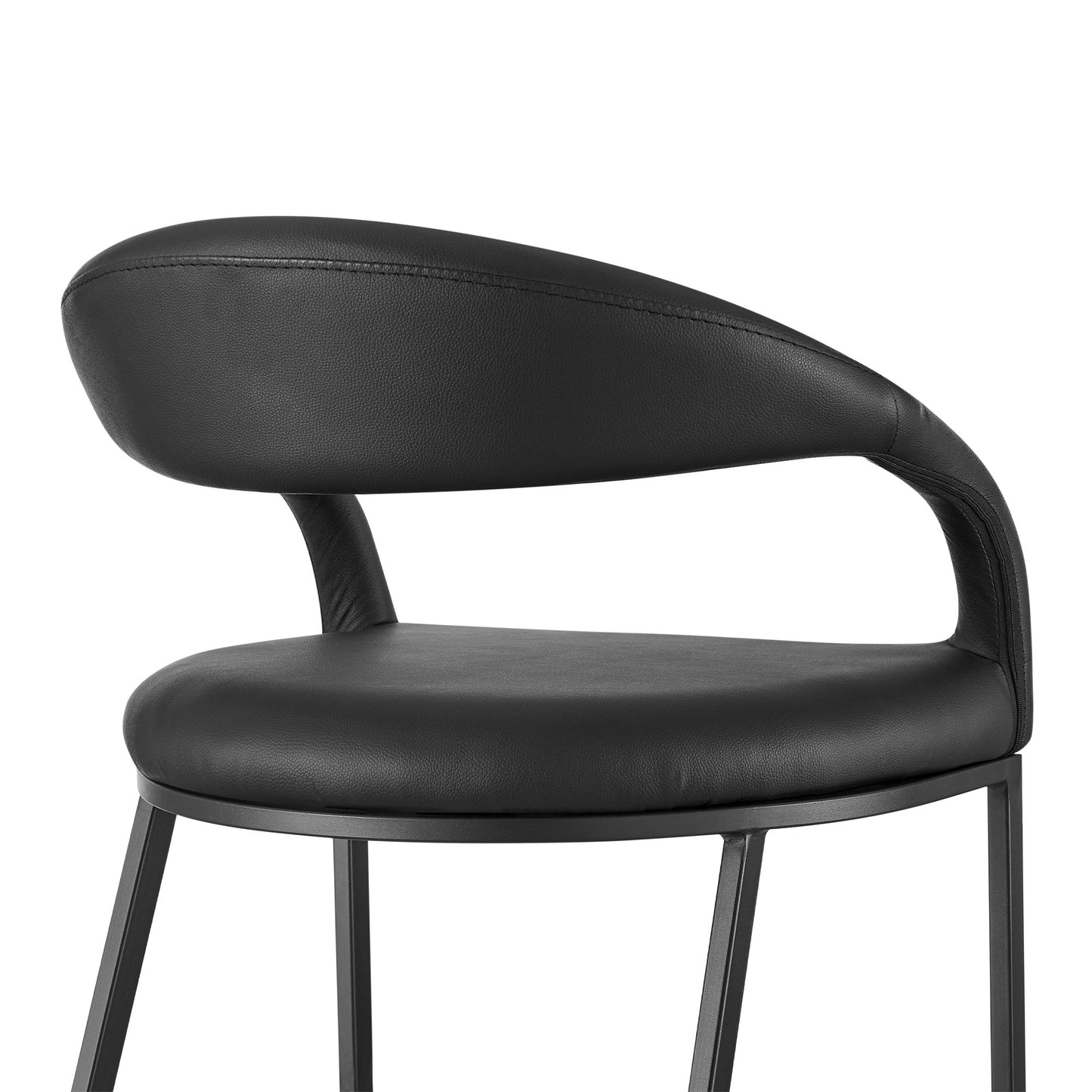 Black Faux Leather & Iron Low Back Bar Height Bar Chair