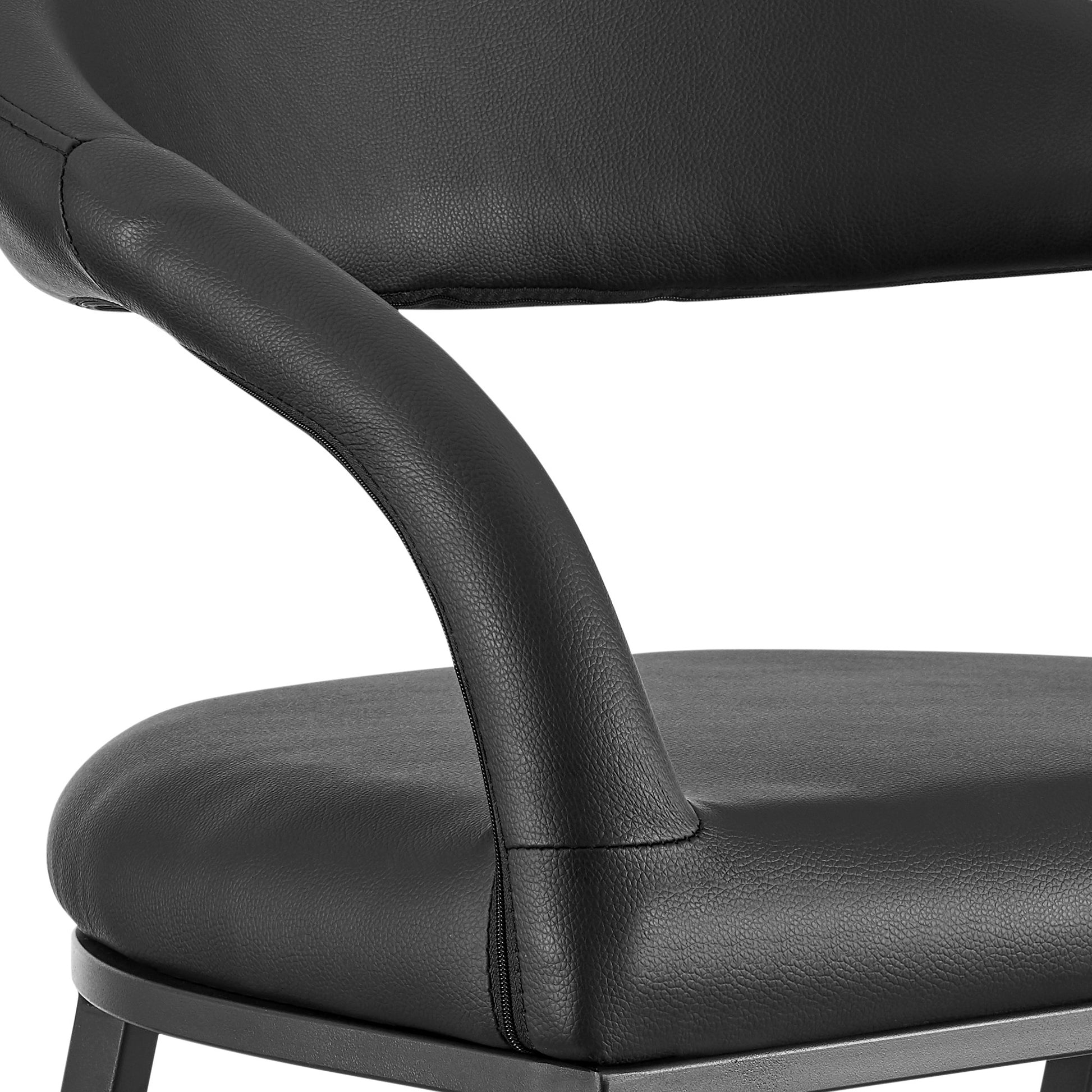 Black Faux Leather & Iron Low Back Bar Height Bar Chair