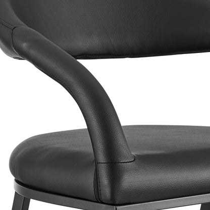 Black Faux Leather & Iron Low Back Bar Height Bar Chair