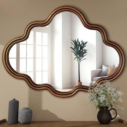 Gold Scalloped Metal Framed Accent Mirror