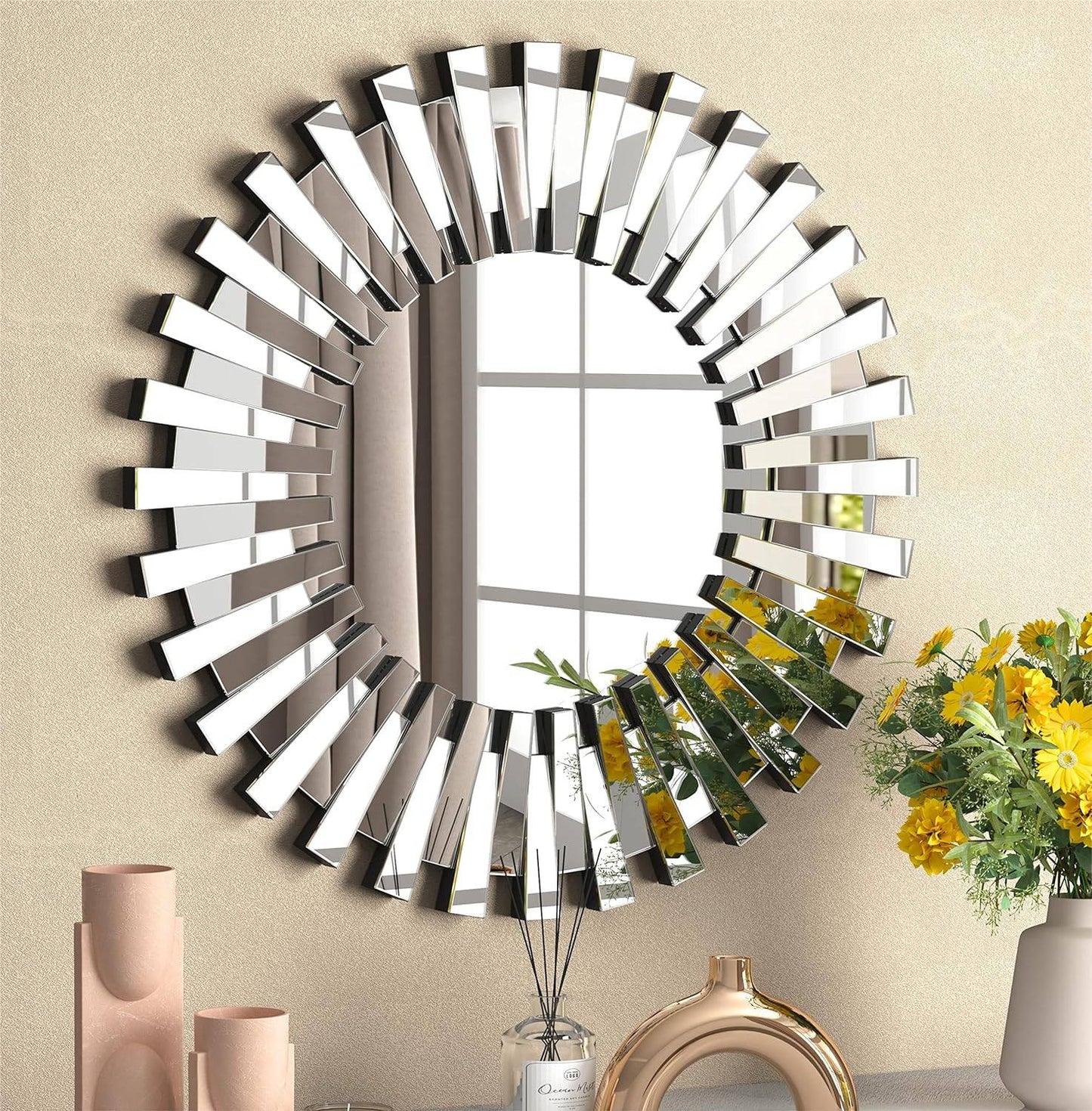 Silver Sunburst Unframed Accent Mirror