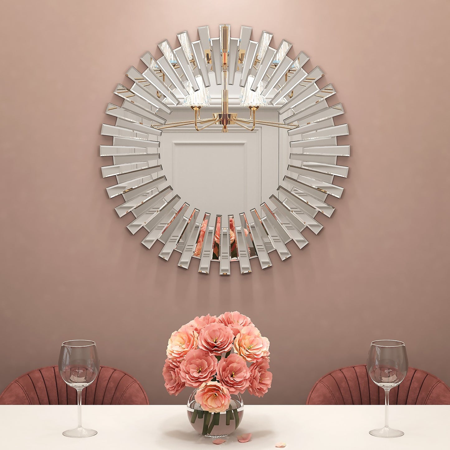 Silver Sunburst Unframed Accent Mirror