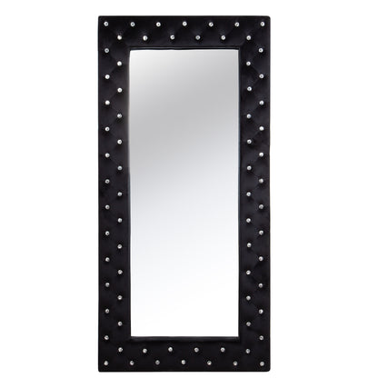 Black Wood and Faux Crystal Framed Freestanding and Wall Mount Standing Mirror