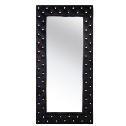 Black Wood and Faux Crystal Framed Freestanding and Wall Mount Standing Mirror