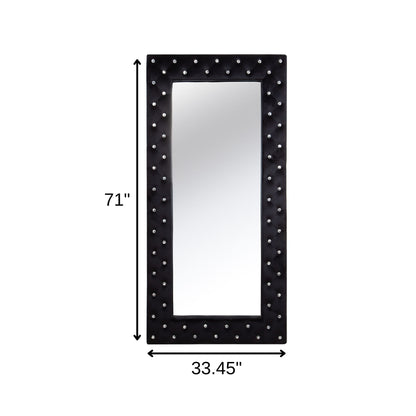 Black Wood and Faux Crystal Framed Freestanding and Wall Mount Standing Mirror