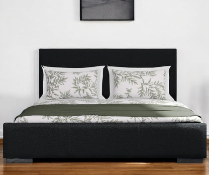 Black Wood Upholstered Queen Bed Frame