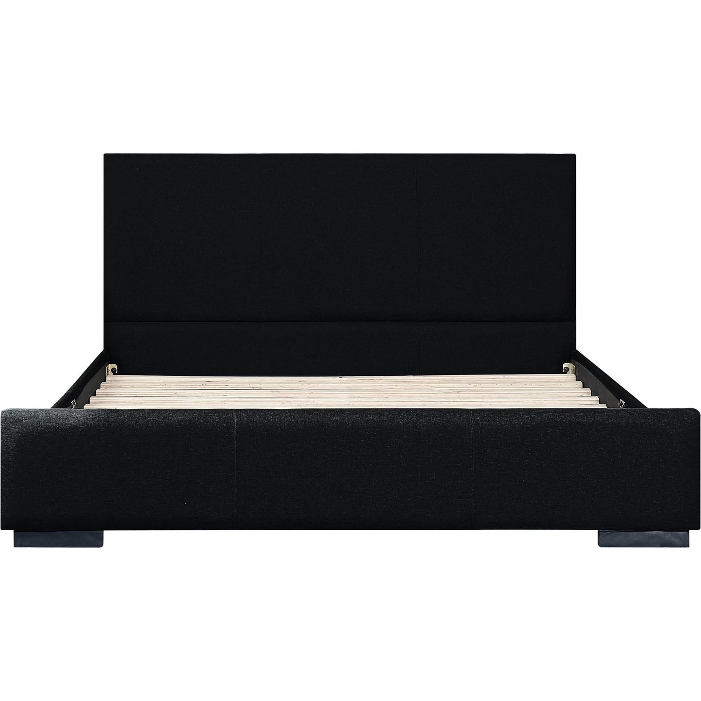 Black Wood Upholstered Queen Bed Frame