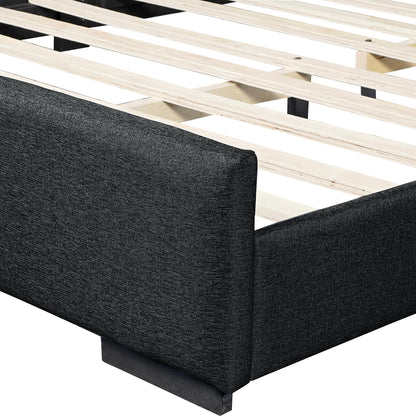Black Wood Upholstered Queen Bed Frame