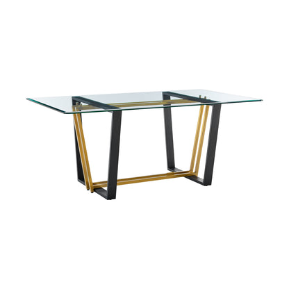 Clear And Gold Glass And Iron Sled Base Dining Table