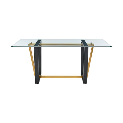 Clear And Gold Glass And Iron Sled Base Dining Table