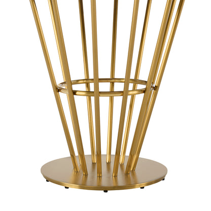 Clear And Gold Glass And Stainless Steel Pedestal Base Round Top Dining Table