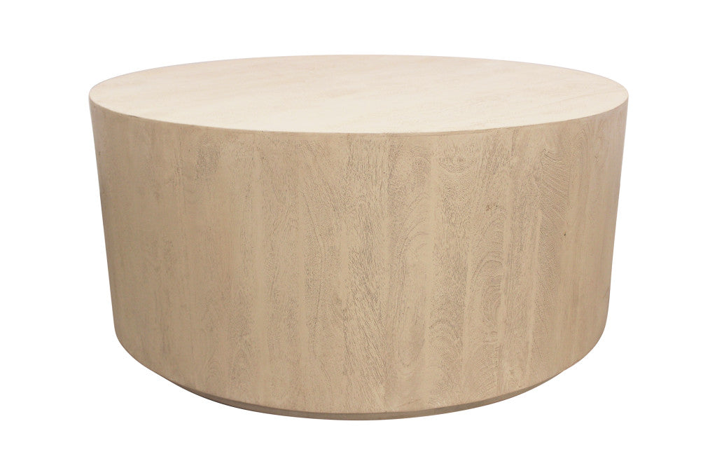 Natural Solid Wood Round Distressed Coffee Table image 2