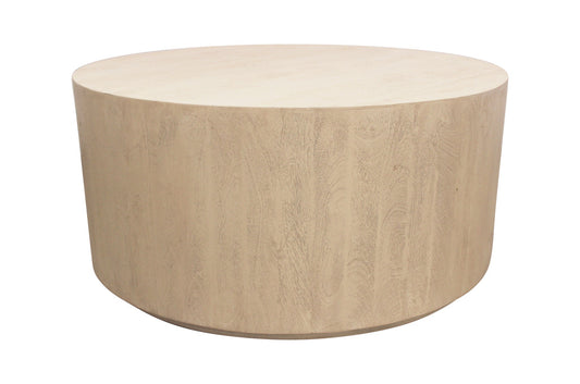 Natural Solid Wood Round Distressed Coffee Table image 2