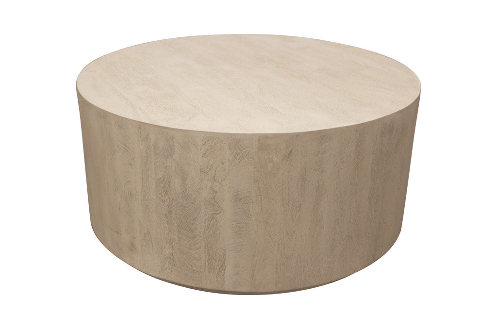 Natural Solid Wood Round Distressed Coffee Table image 3
