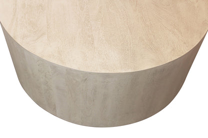 Natural Solid Wood Round Distressed Coffee Table image 4