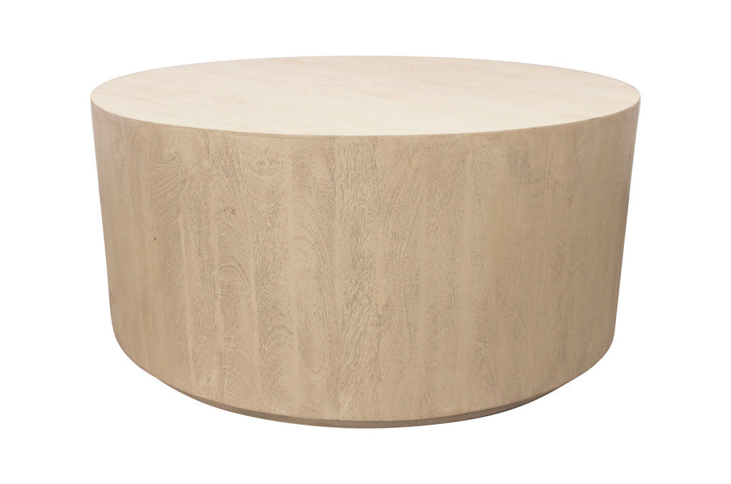 Natural Solid Wood Round Distressed Coffee Table image 6