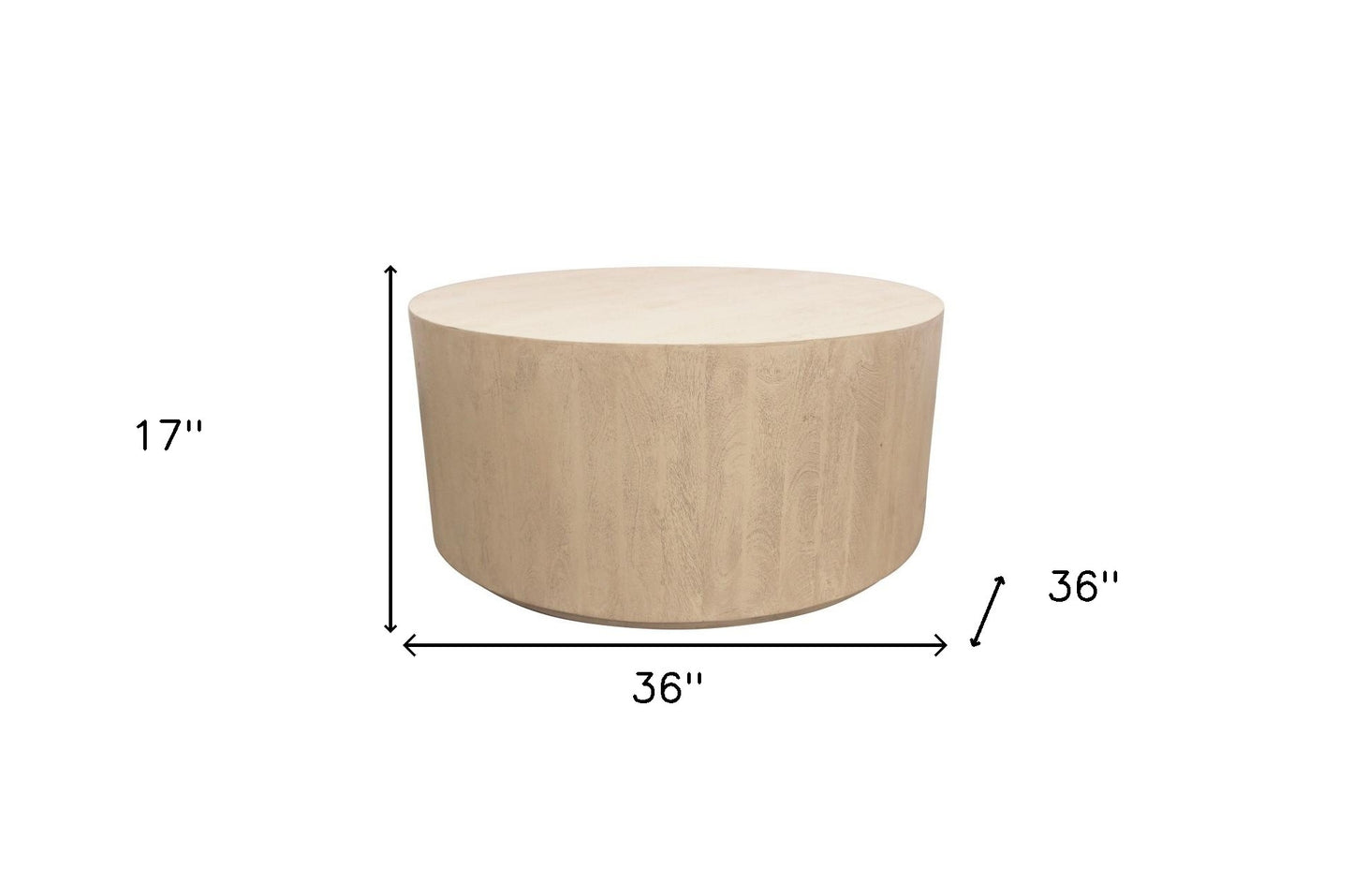 Natural Solid Wood Round Distressed Coffee Table image 7