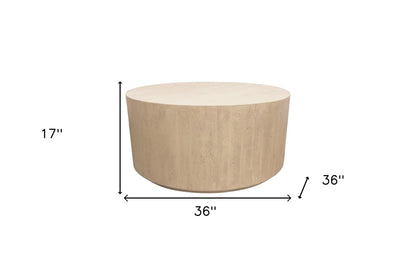 Natural Solid Wood Round Distressed Coffee Table image 7