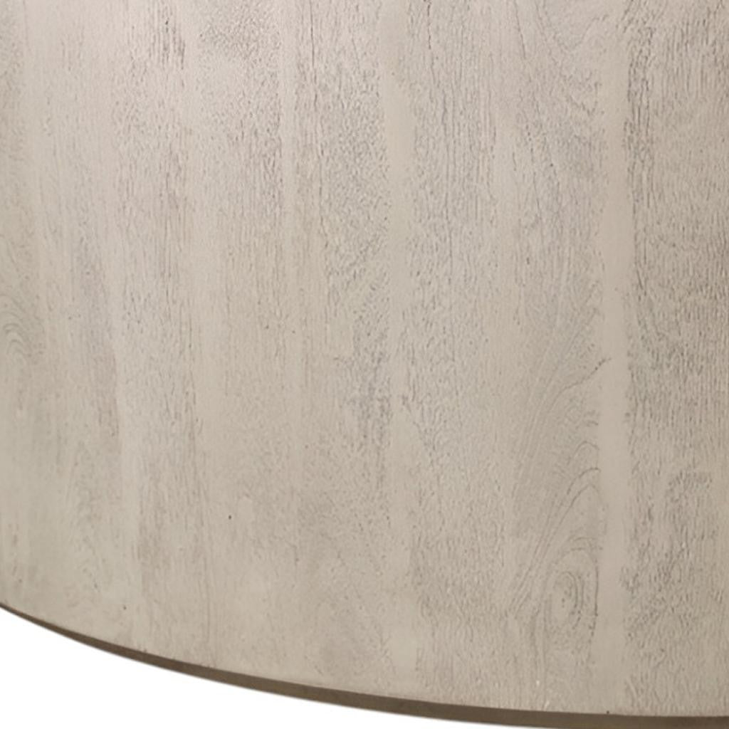 Natural Solid Wood Round Distressed Coffee Table image 7