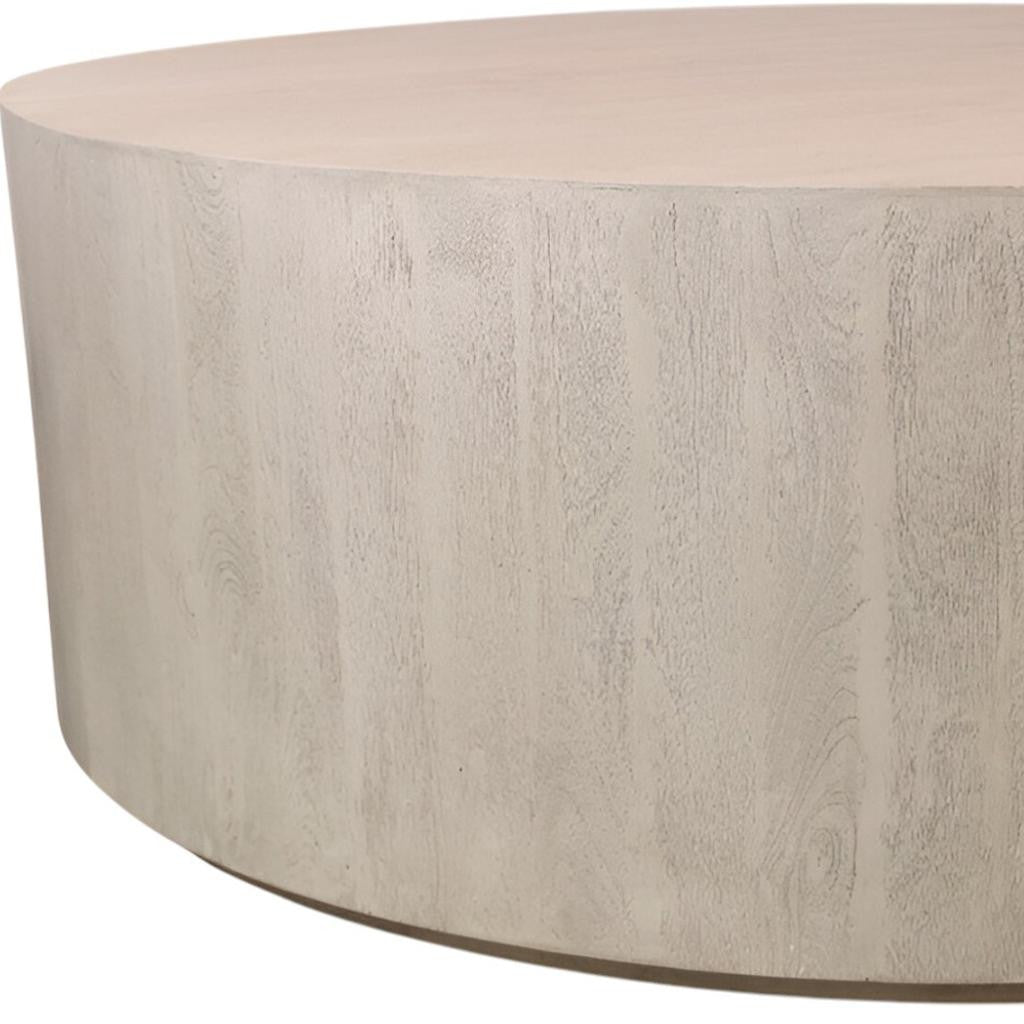 Natural Solid Wood Round Distressed Coffee Table image 5