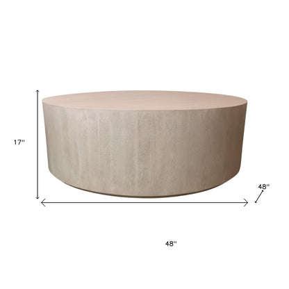 Natural Solid Wood Round Distressed Coffee Table image 8