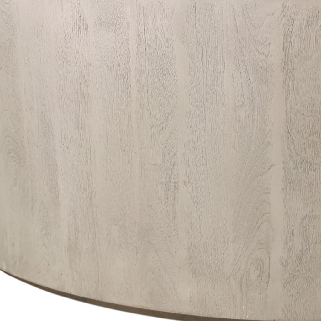 Natural Solid Wood Round Distressed Coffee Table image 6