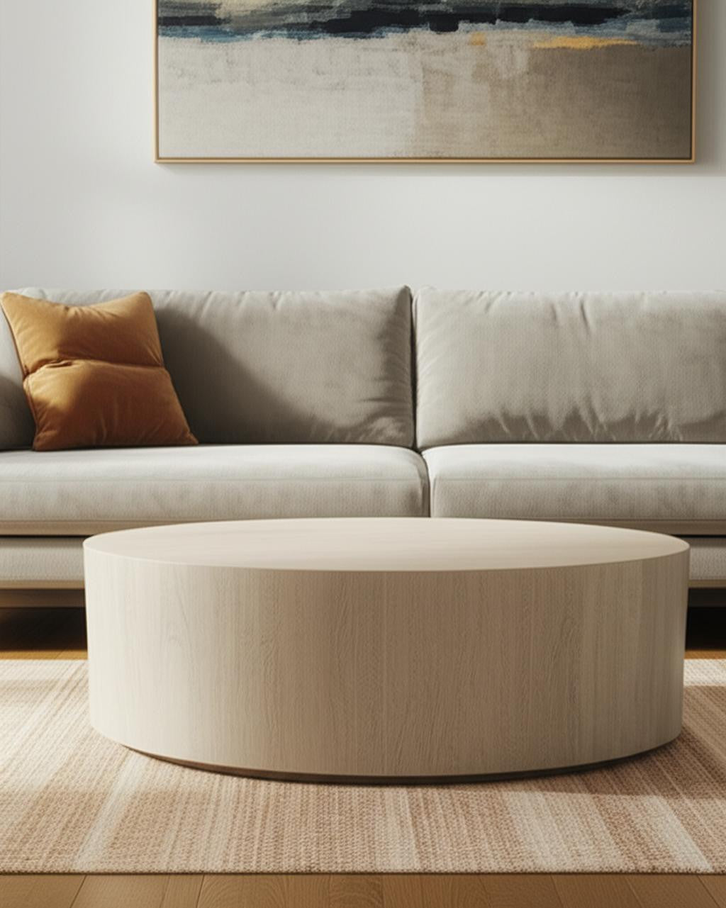 Natural Solid Wood Round Distressed Coffee Table image 1