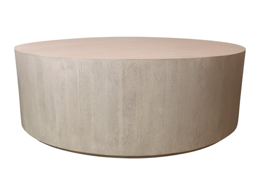 Natural Solid Wood Round Distressed Coffee Table image 2