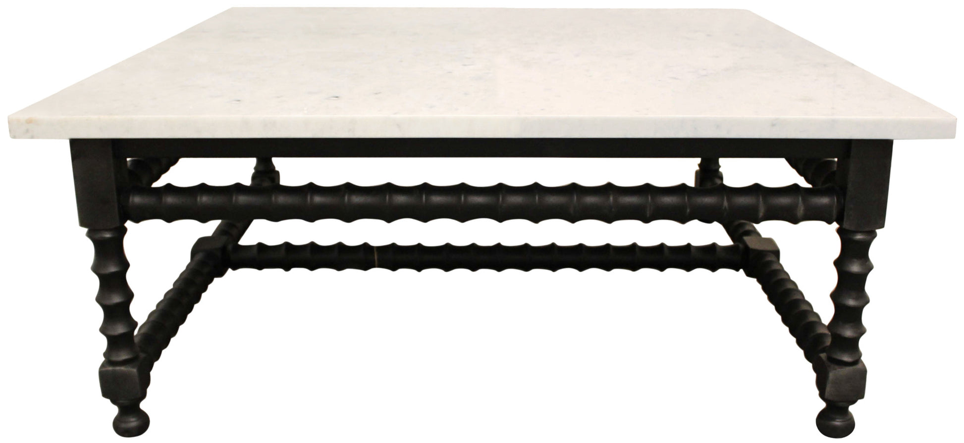 White & Black Genuine Marble & Solid Wood Square Coffee Table image 2