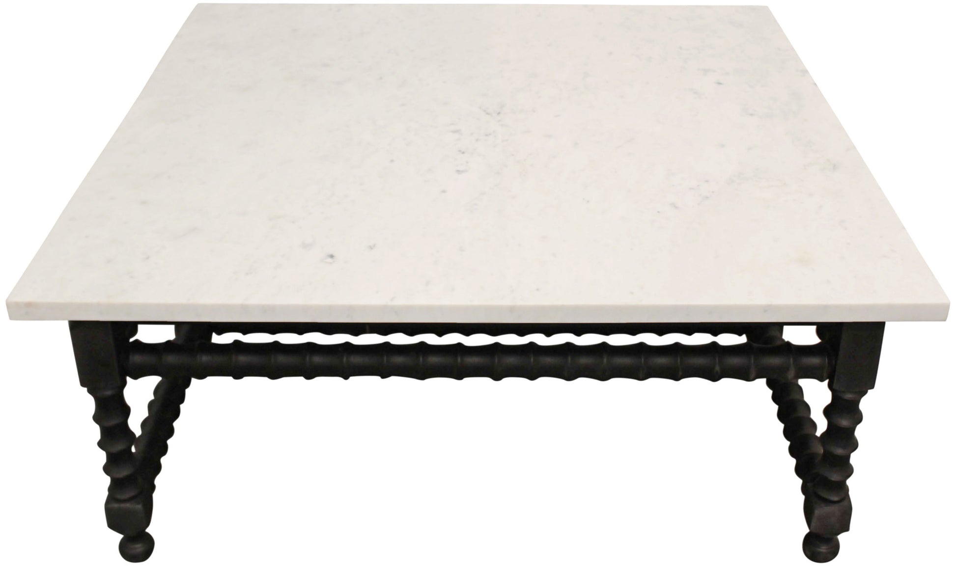 White & Black Genuine Marble & Solid Wood Square Coffee Table image 3